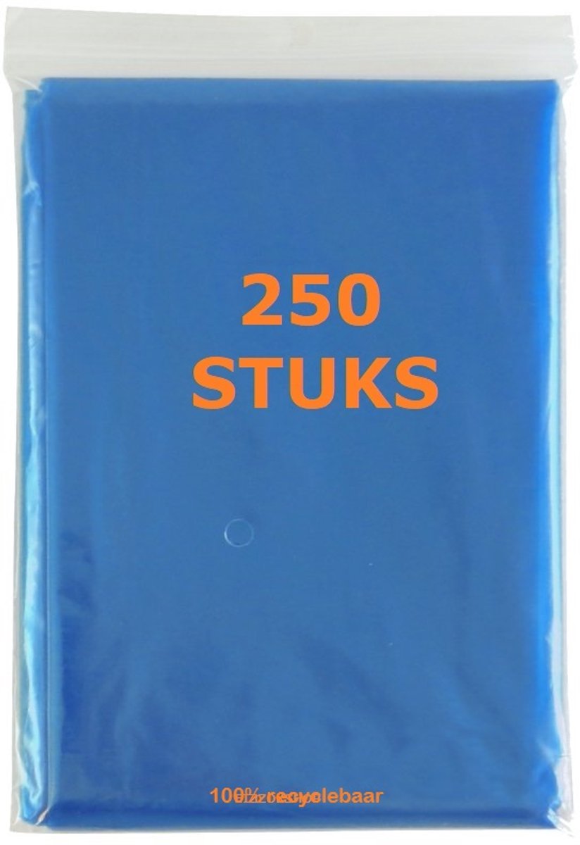 Eizook ponchos 250 stuks licht transprant blauw - eenmalig gebruik - per stuk in zakje 100% recyclebaar
