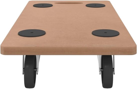 Set van 6 rolplanken, 57,5 x 29 cm, houtmateriaal, meubelroller, transportwagen, belastbaar tot 250 kg, met anti-slip pads voor verhuizing en werkplaats — afbeelding 4