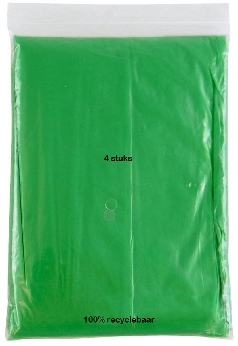 Eizook ponchos 4 stuks lichttransparant groen - eenmalig gebruik - per stuk in zakje 100% recyclebaar