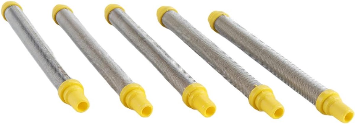 5 stuks 100 mesh airless spuitmachine geel filterinzetstuk 304 roestvrijstalen elementen vervanging voor verfcoatinggereedschappen