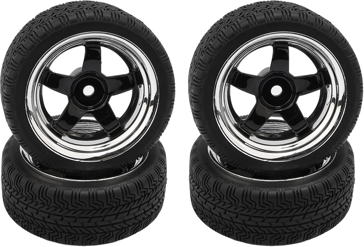 4 Stuks Zwart 1/10 Schaal Off Road Auto RC Banden Wielen met 5 Spaken voor HSP HPI Racing Auto