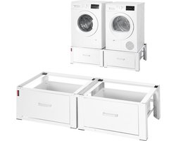 VEVOR Wasmachineonderstel, 290 mm Hoog, Wasmachineverhoger met Lade, Draagvermogen 150 Kg, Antislipvoetjes, Stalen Wasdrogeronderstel, Sokkel, Universeel Compatibel, Wit, 2-Pack