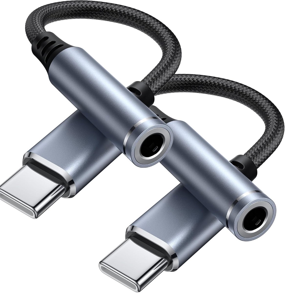 Hoofdtelefoonadapter USB C naar bus 3,5 mm, 2 stuks type C naar AUX-audiokabel voor iPhone 17/16/15/Pro Max/15 Pro/15 Plus Galaxy S25 S24 S23 S22 iPad Pro Google Pixel 9/8/7