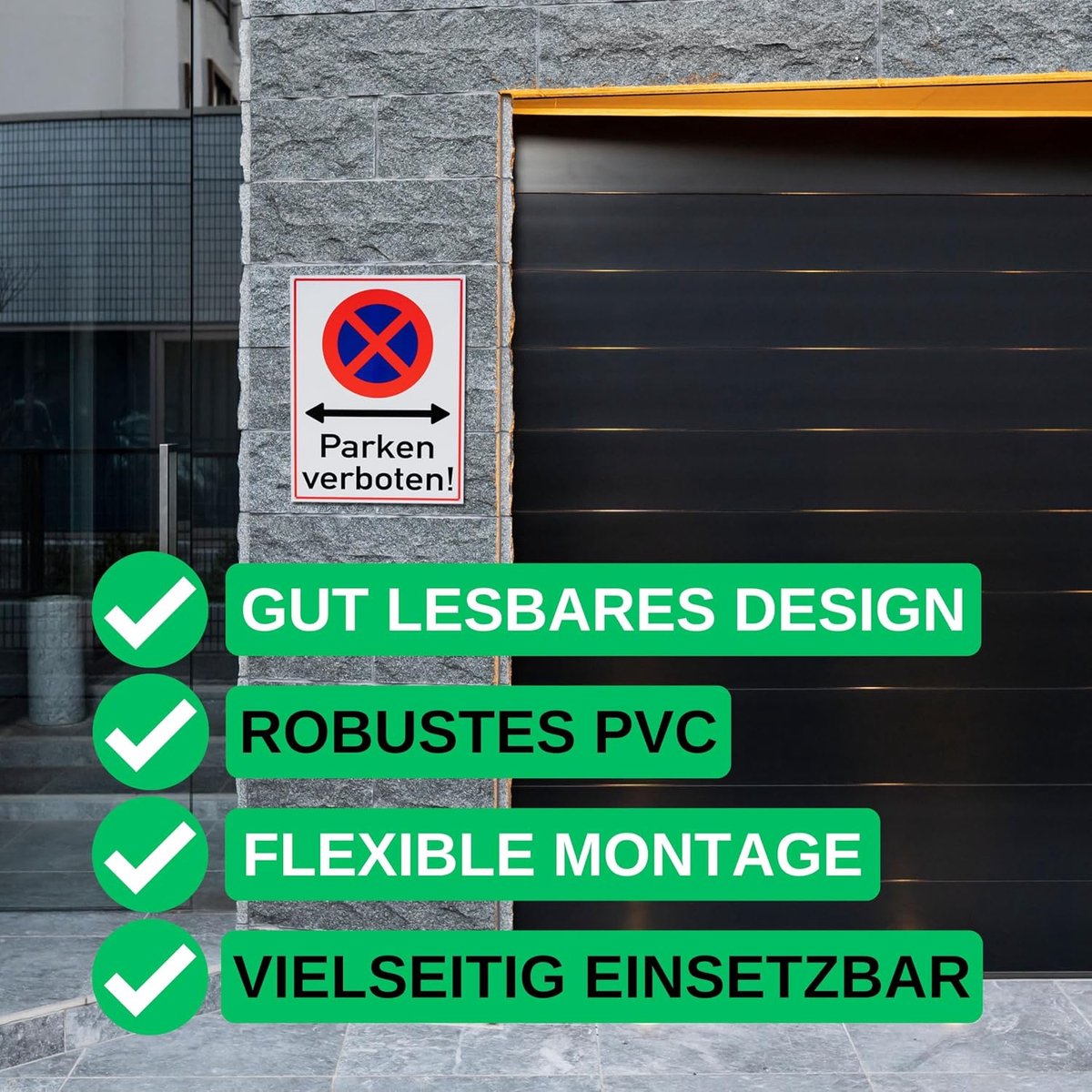 "Parken verboten!", 1 stuk, 40 x 30 cm, 2,7 mm dik PVC bord met boorgaten, parkeerverbod voor binnen en buiten, parkeerverboden borden privé grondstuk, garage, hek