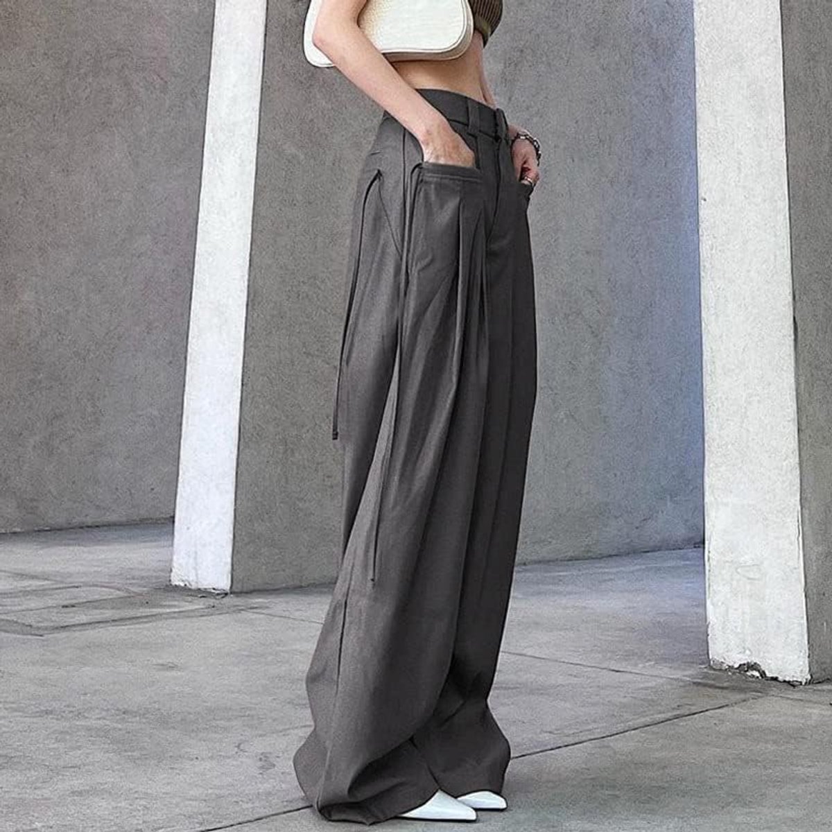 Broek Zomer Cargo Broek voor Vrouwen Baggy Harajuku Lage Taille Y2K Broek Grunge Broek, Grijs, M