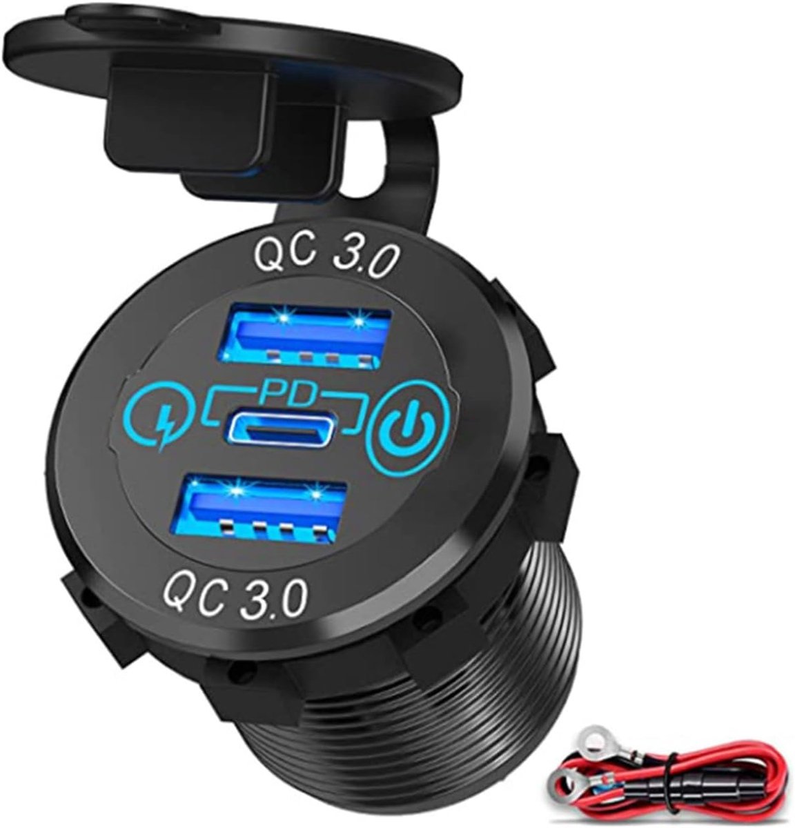 Auto USB mobiele telefoon oplader 2 poorten QC3.0 Quick Charge + 1 PD-poort