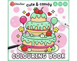 Decotime Cute & Comfy - Groen - Cozy kleurboek voor volwassen - 48 Kleurplaten - 20 x 20 cm - Dik Papier - Kleurboek volwassenen - Cozy Coloring Book - Cozy Kleurboek - Cozy Coloring - Cozy Europe - Cat Life - Little Corner