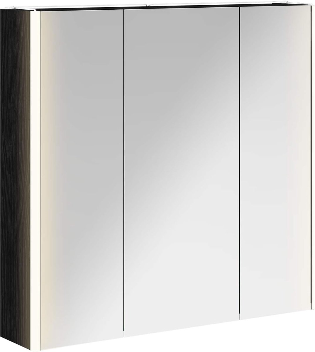 Badkamer spiegelkast met plank met deur zwart eiken look, hangende badkamerkast opbergkast voor badkamer 889256