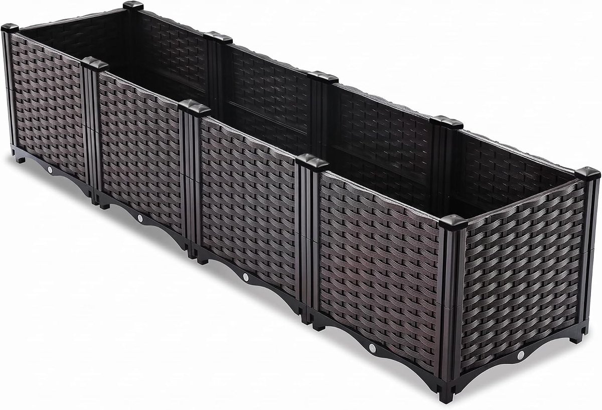 Plantenbak Buiten 160 x 40 x 37 cm Zwart met Drainage