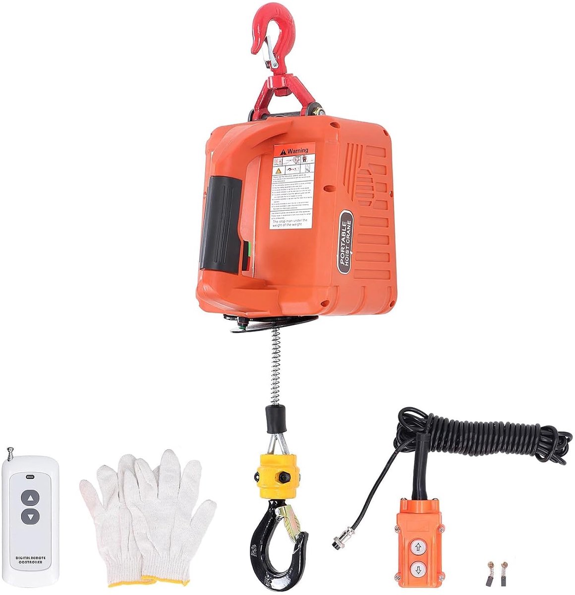 Elektrische kabellier, 500KG/1100lb elektronische kabellift heflier met draadloze afstandsbediening overbelastingsbeveiliging 7,6m/25ft maximale hijshoogte 1500W (EU-stekker)