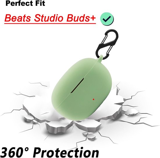 hoesje voor Beats Studio Buds+ tas, stootvaste beschermhoes en huid beschermhoes voor Beats Studio Buds Plus met sleutelhanger (groen) — afbeelding 2