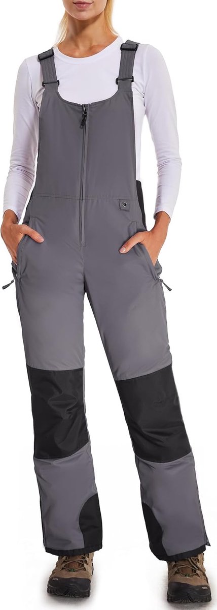 Winter Skibroek Snow Snowboard Geïsoleerde Winddichte Warme Softshell Broek met Verstelbare Band en Meerdere Zakken HXK7664W-Grey-XS