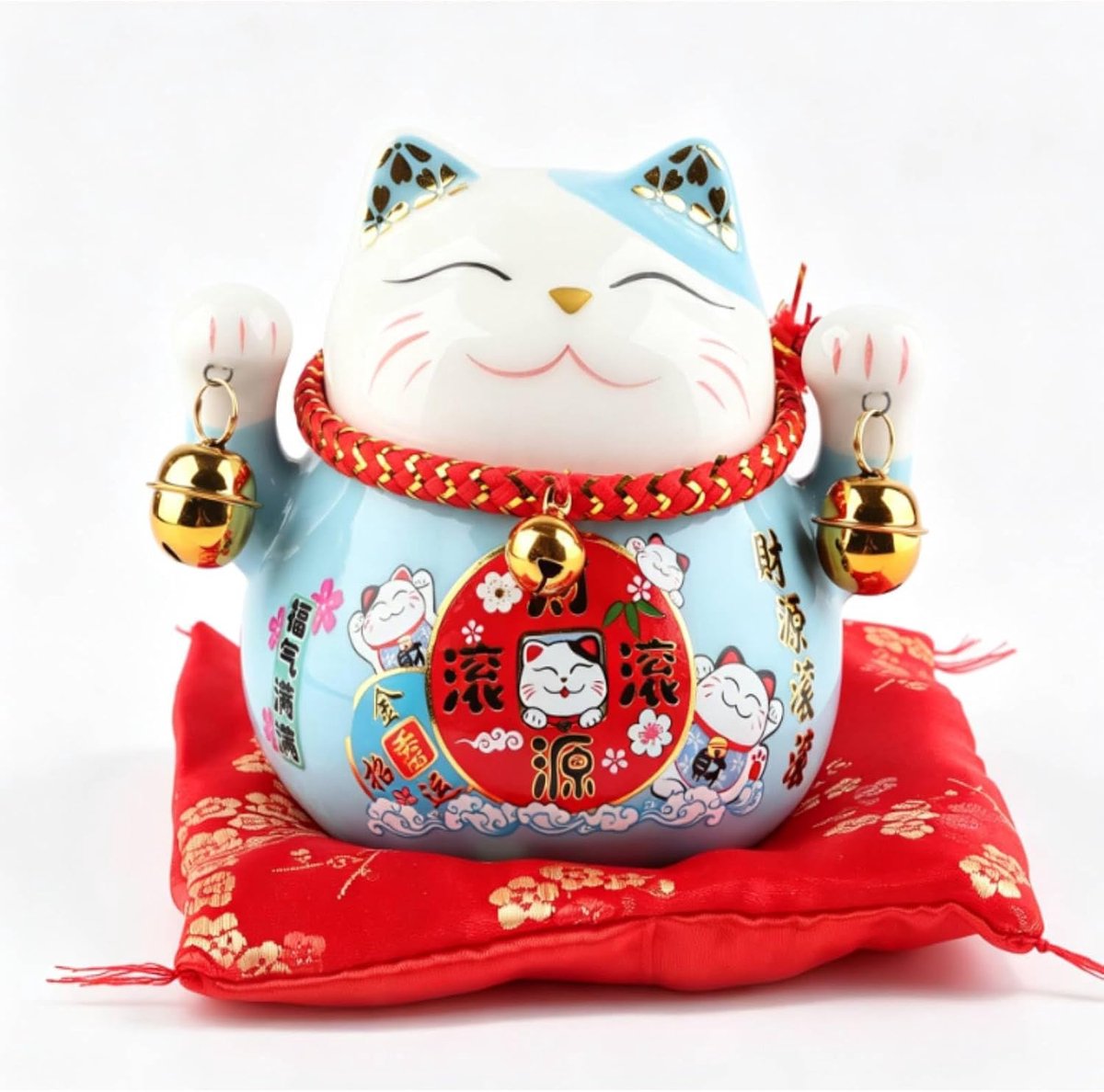 Cat Spaarpot, 4,5 Inch Keramische Maneki Neko Lucky Cat Coin Bank Schattig Breng Geluk Goede Wens Keramische Fortuin Kat Spaarpot Bureaudecoratie(blauw)
