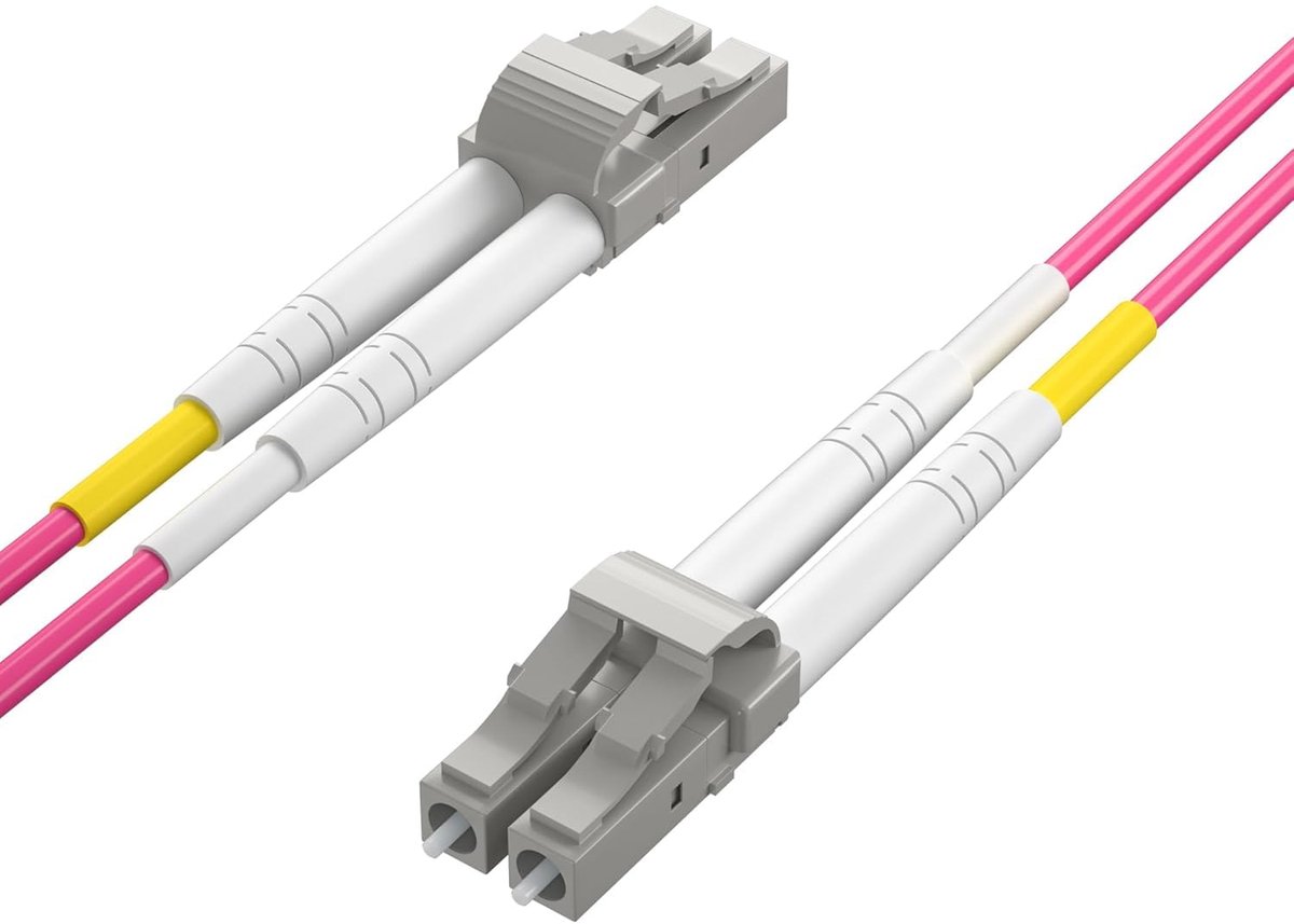 Patchkabel - LC to LC OM4 10 Gb/Gigabit multimode jumper duplex 50/125 μm LSZH glasvezelkabel voor SFP-transceiver, 0,5 meter (1,6 ft)