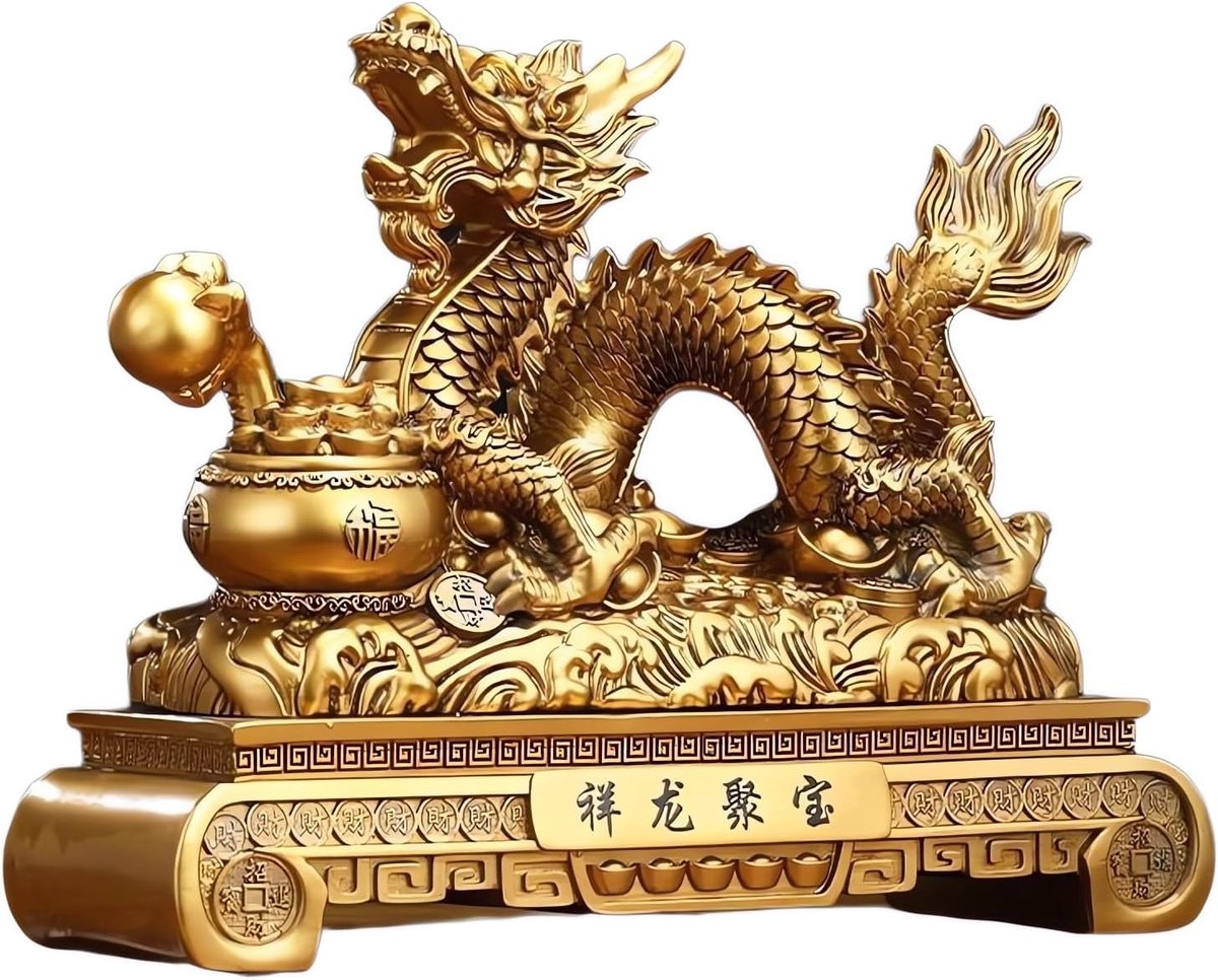 Shui Chinese dierenriem draak jaar gouden hars verzamelbeeldjes decoratie voor geluk en rijkdom perfect voor thuis of op kantoor