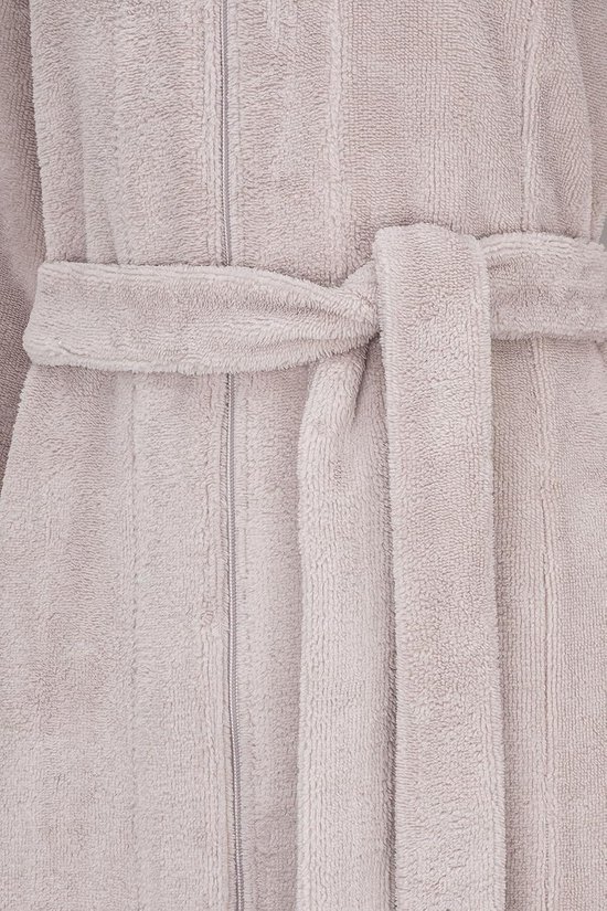 Damesbadjas met capuchon, ritssluiting en riem, absorberende ochtendjas van bamboeviscose en katoen, zachte huisjas, wellness, sauna, spa — afbeelding 4