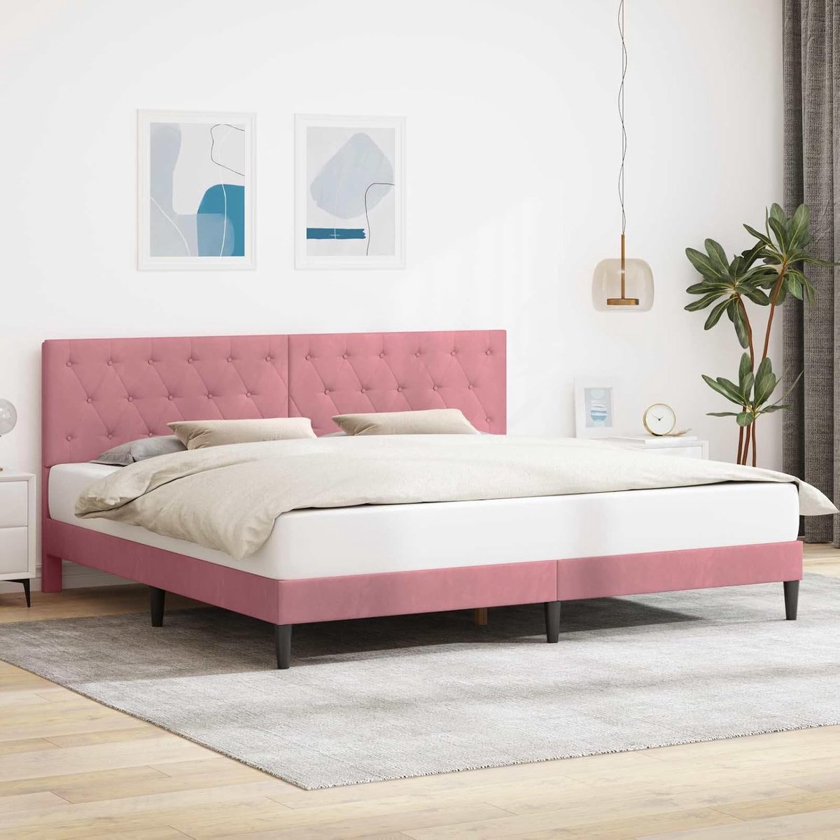 Bedframe Modern Luxe Rechthoekig 180 x 200 cm Roze