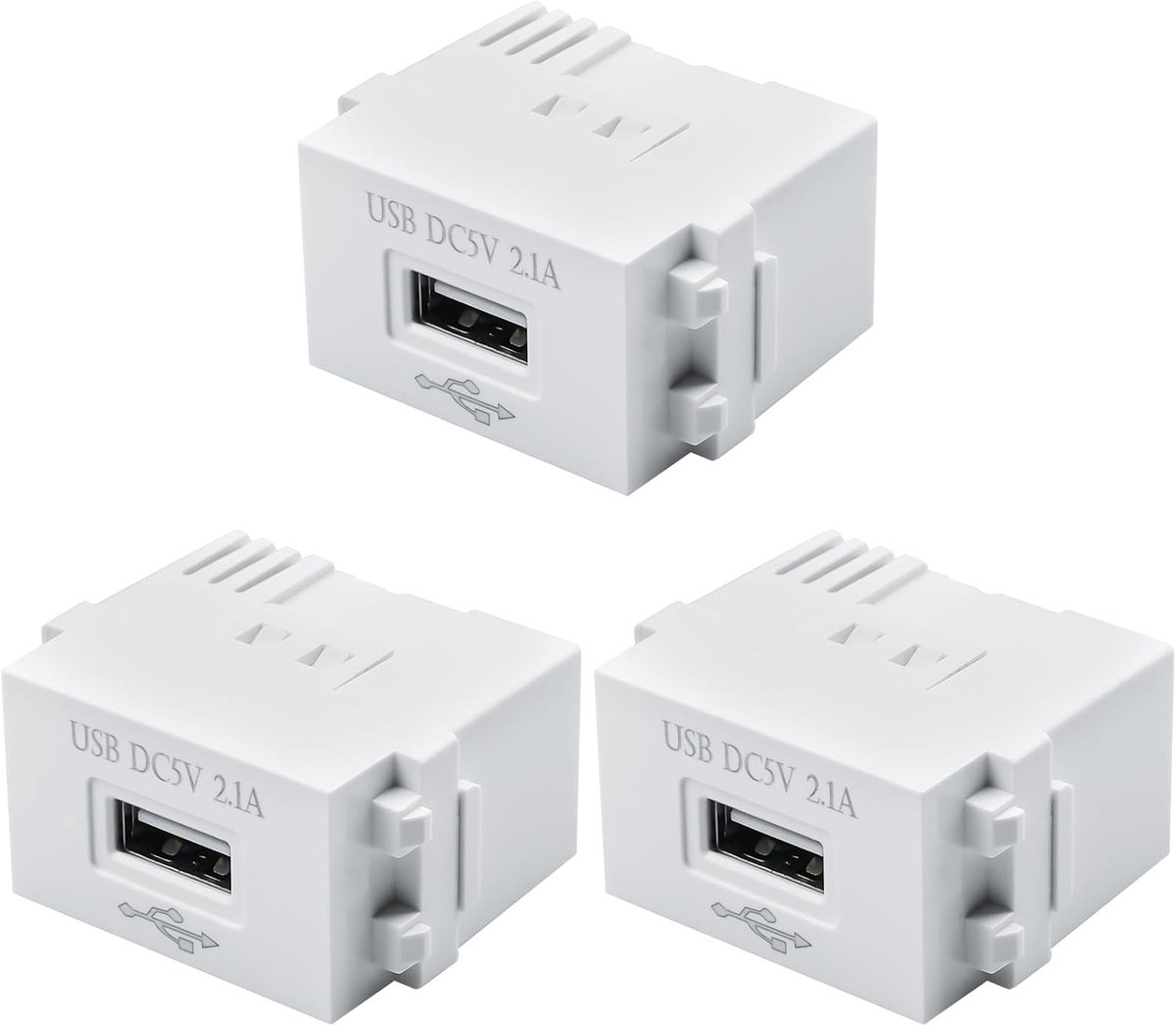3 stuks USB-stroomvoorzieningsmodule: 220V-stopcontact naar 5V-transformator, 2,1A USB-laadstopcontact schakeladapter voor smartphones en USB-apparaten