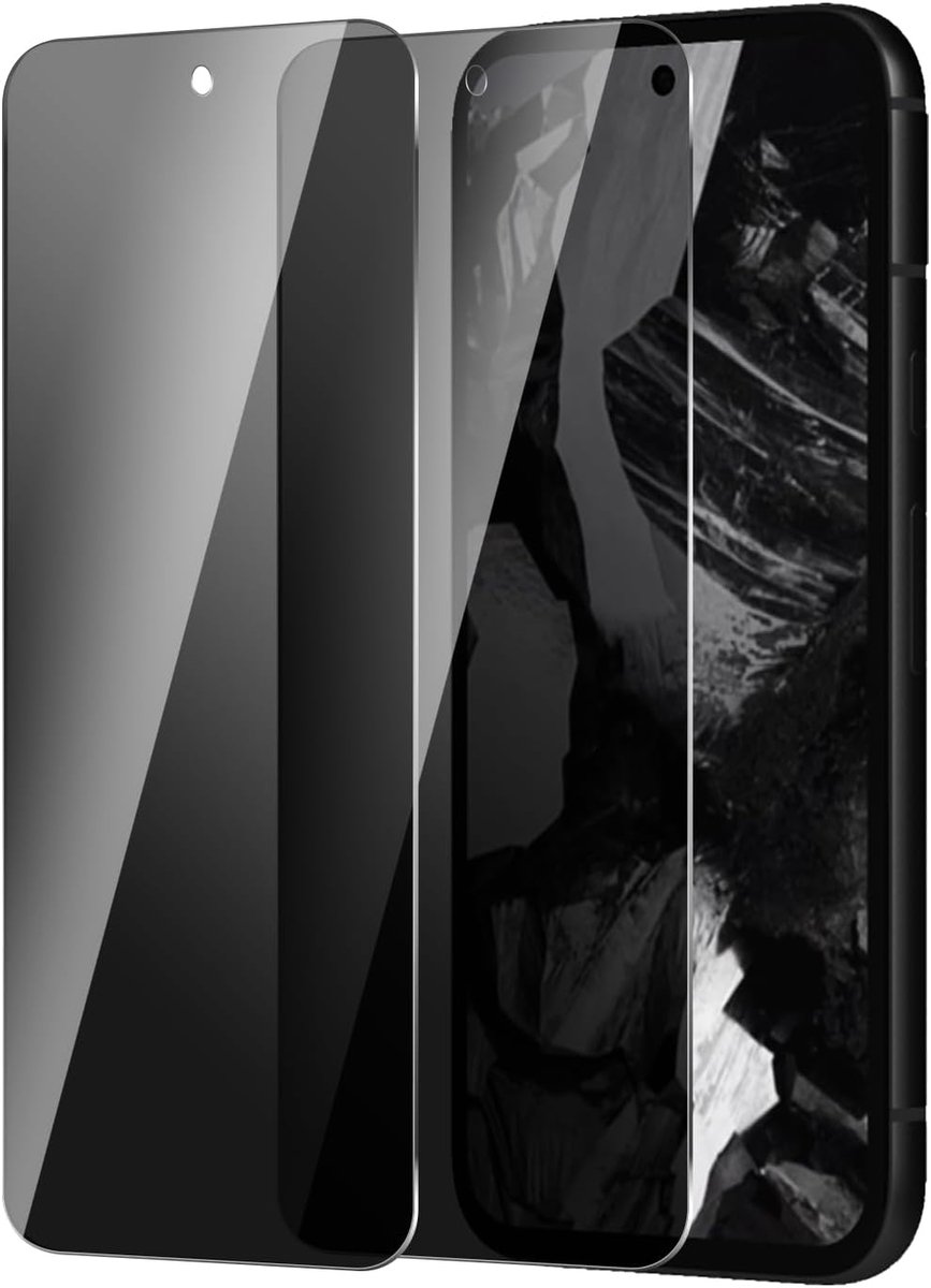2 stuks folies voor Google Pixel 8a gehard glas, anti-spion, hardheid 9H glas, eenvoudige installatie, compatibel met hoezen en krasbestendig