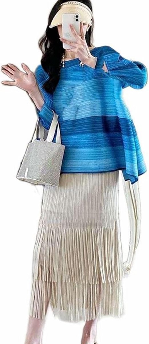 Rok Met Hoge Taille Voor Dames - Zomers Geplooid Gedrapeerd Ontwerp Plooirok Effen Kleur All-Match Kleine Halflange Rok, Modieuze En Zachte Stijl Zachte Huidvriendelijke Paraplurok,Wit,
