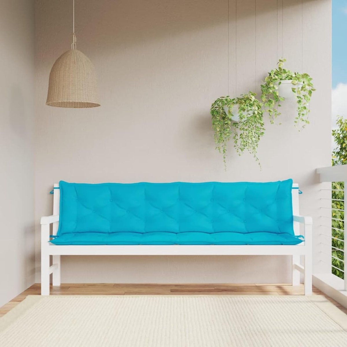 Kussen voor tuinbank, 2 stuks, turquoise, 200 x 50 x 7 cm, stof, meubels, kussens voor stoelen-361753