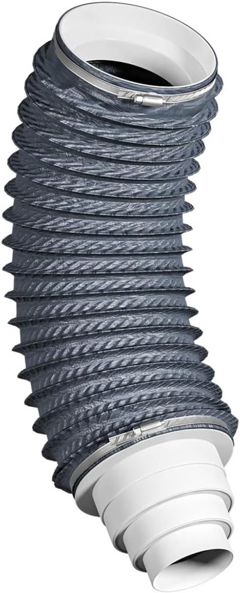Aansluitbuis DN150 met verloopstuk Ø80-125 mm voor dakventilator, ontluchtingssteen, flexibele slang afzuigbuisaansluiting (met ring aan de zijkant ontluchter)