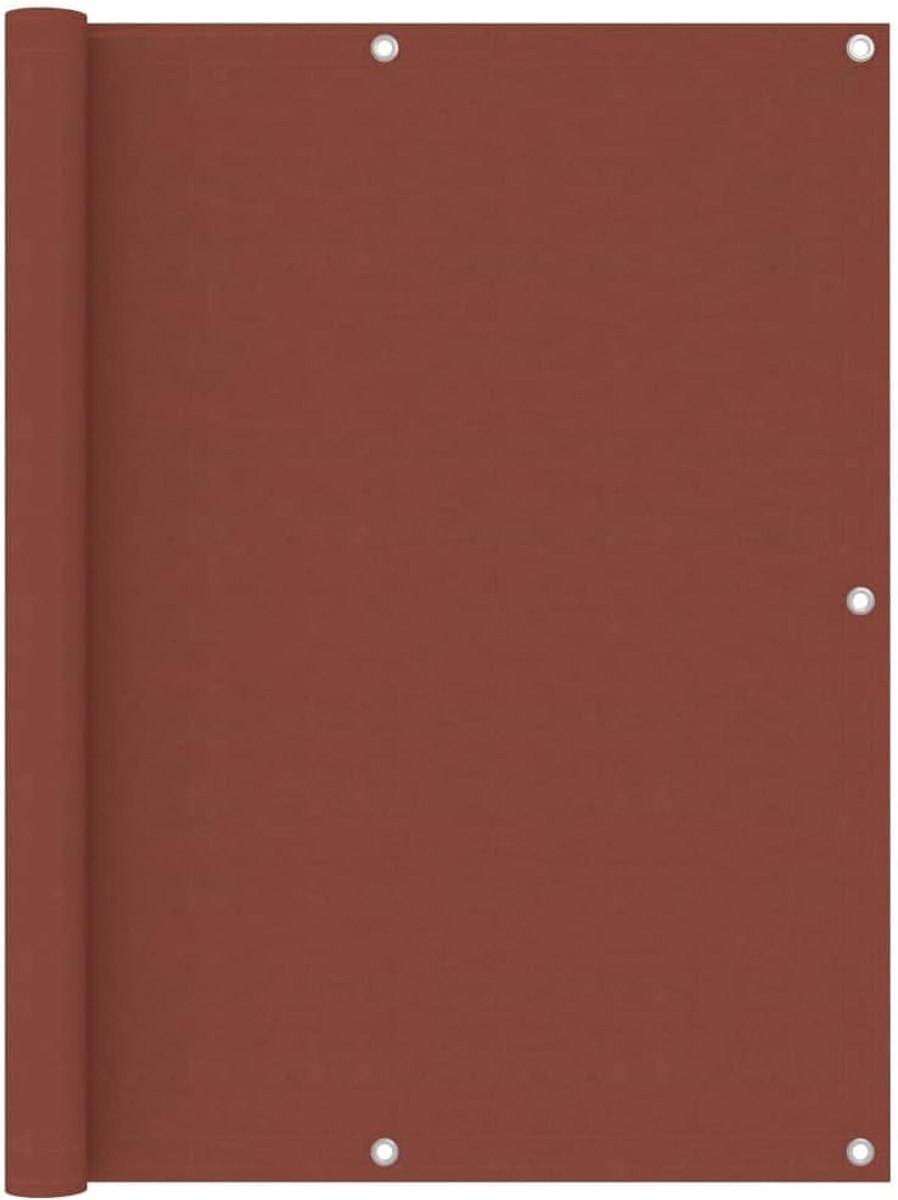 Inkijkbescherming, 120 x 400 cm, van Oxford-weefsel met aluminium ogen en touw, voor balkon, zonwering, terracotta-rood, waterdicht en winddicht, voor bevestiging aan de leuning