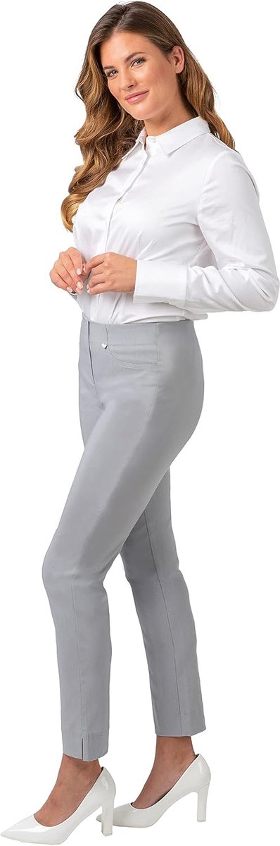 Super stretchbroek met smalle pijpen zonder sluiting, zilver, 36/Slank