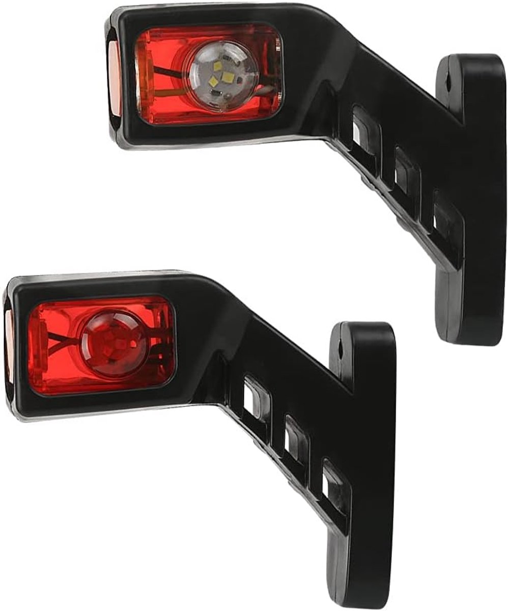 2 Stks 3 Gezicht Rood Amber Wit Utline Externe Aanhangwagen Vrachtwagen Vrachtwagen Licht 12V-24V