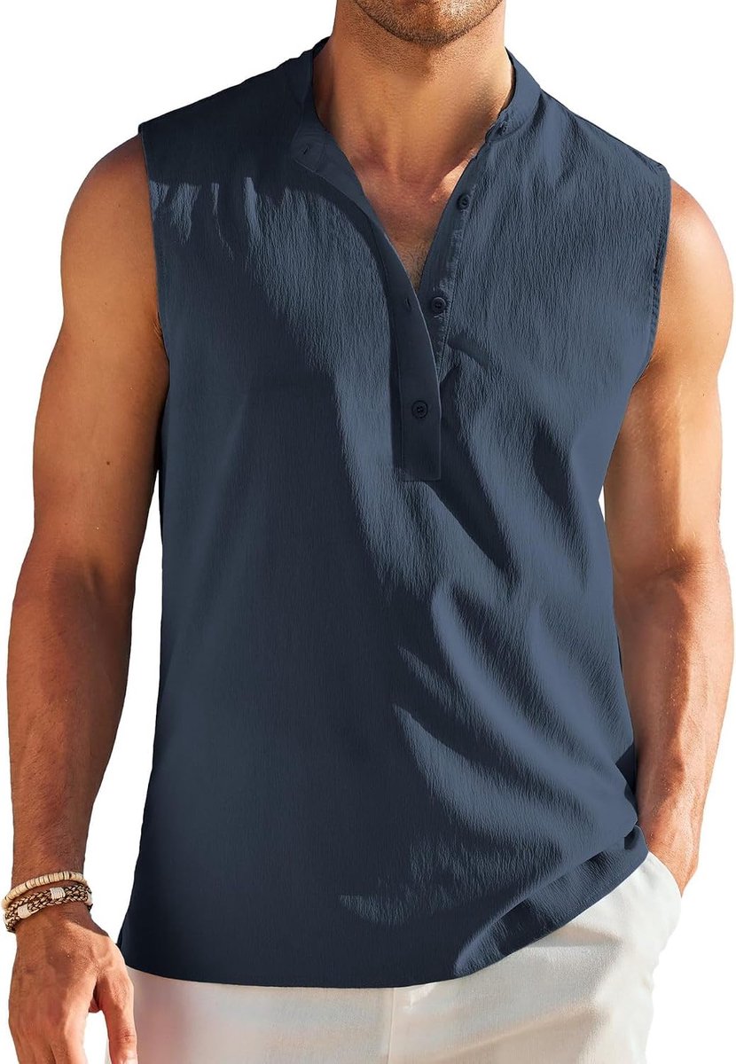 Strandshirts voor mannen zomer tankshirts casual henley tank top