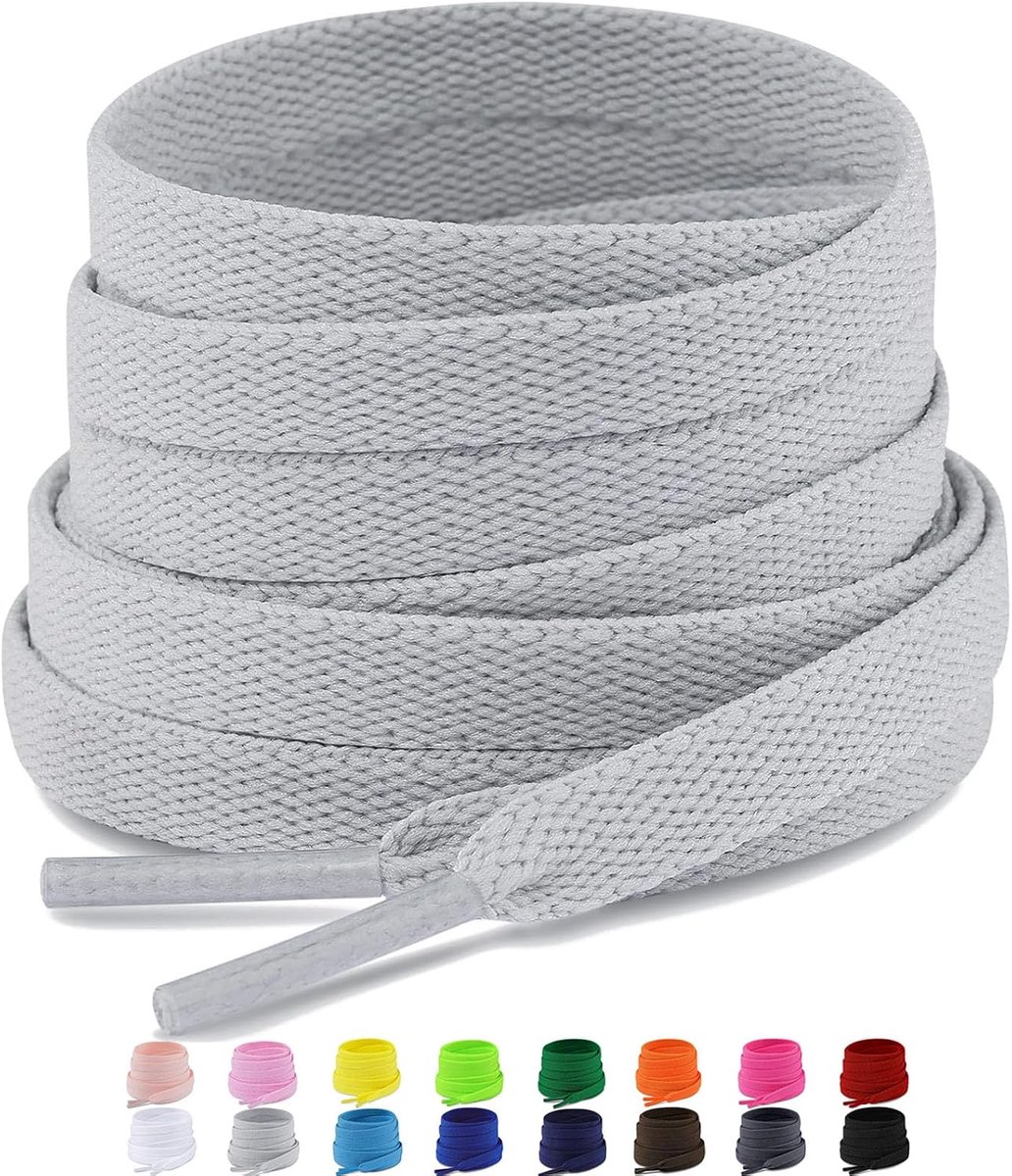 Schoenveters, 2 paar platte veters, scheurbestendig, 8 mm breed, vervangende veters voor sneakers, gymschoenen, sportschoenen