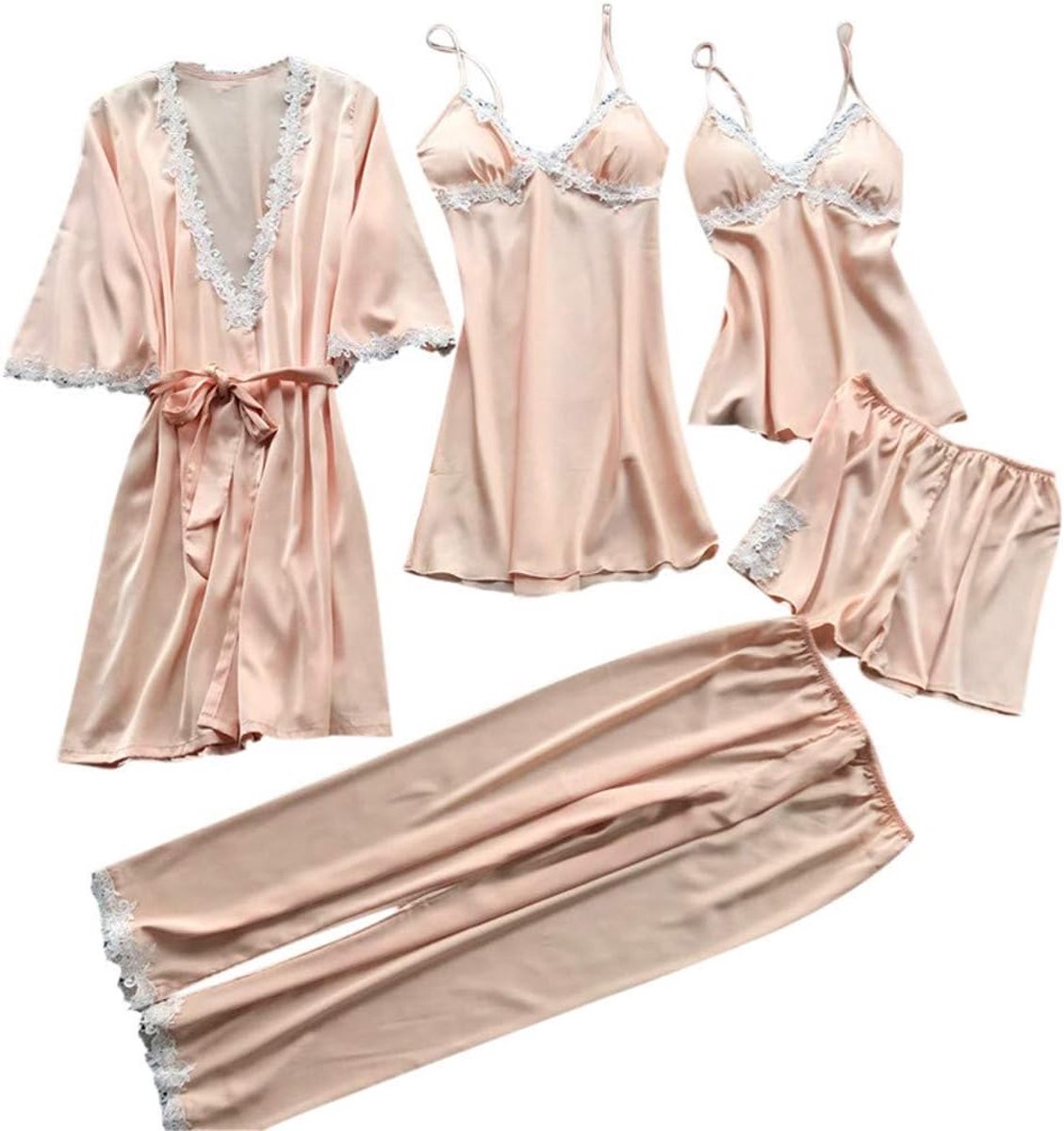Sexy lingerieset voor dames, uitgekleden, babydoll, diepe V-hals, decoratieve strik, gekruiste veters, bloemenborduurwerk, A175