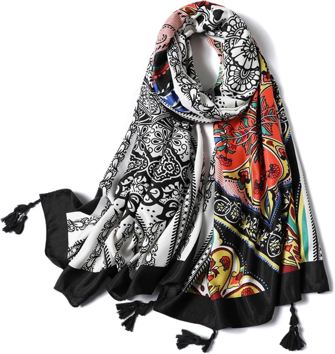 Etnische stijl sjaal vintage print oversized sjaal wrap pashmina foulard bandana lente zomer strand cadeau voor