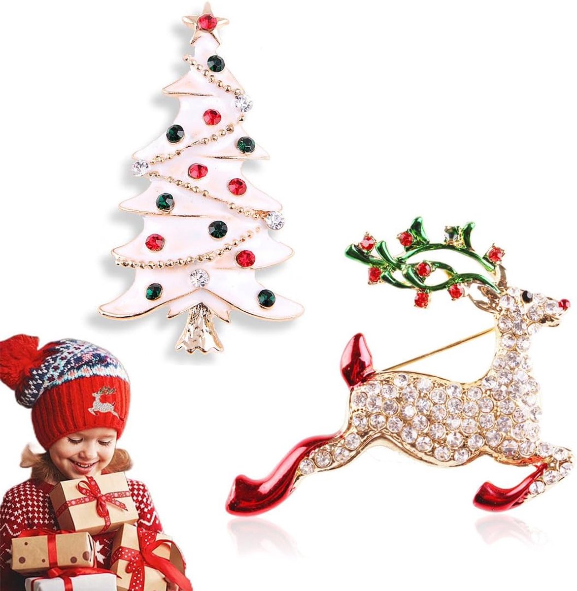 2 stuks kerstbroche badge Kerstmis broche cadeautje voor doe-het-zelf kleding trui hemd rugzak