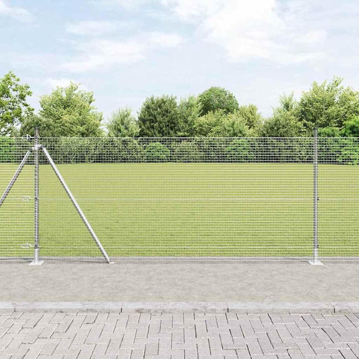 Palenset, 2-delige set, verzinkt staal, 10 m x 1 m, metalen palen voor draadhekken, tuinhek, wilgenhek, wilgenhek, buiten, 3352283
