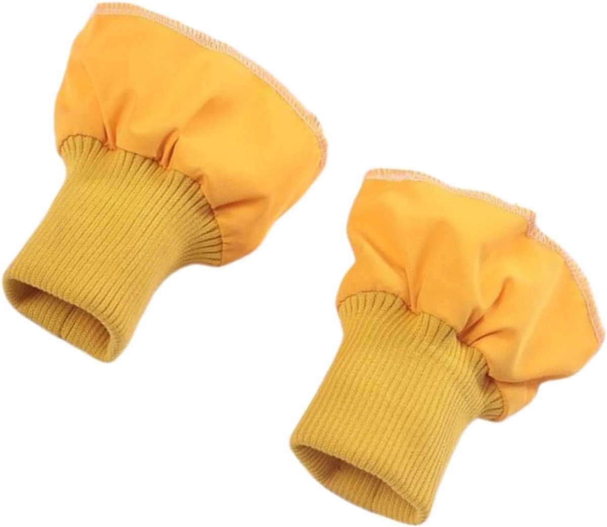 1 paar manchetten, jasmanchetten van gebreid polyester, gebreide manchetten, mouwverlenging, elastische geribde manchetten, buismanchetten voor donsjas, jas, mantel, geel