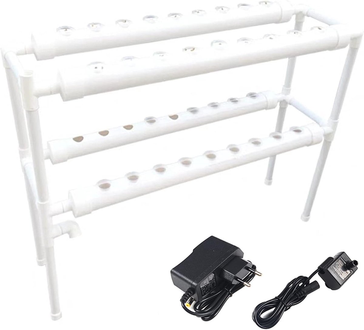 Grow Kit 36 gaten 4 buizen - 2 lagen hydrocultuur kweeksysteem hydrocultuur plantensysteem hydrocultuur plantentoestellen voor groenten, salade, bloemen, vruchten