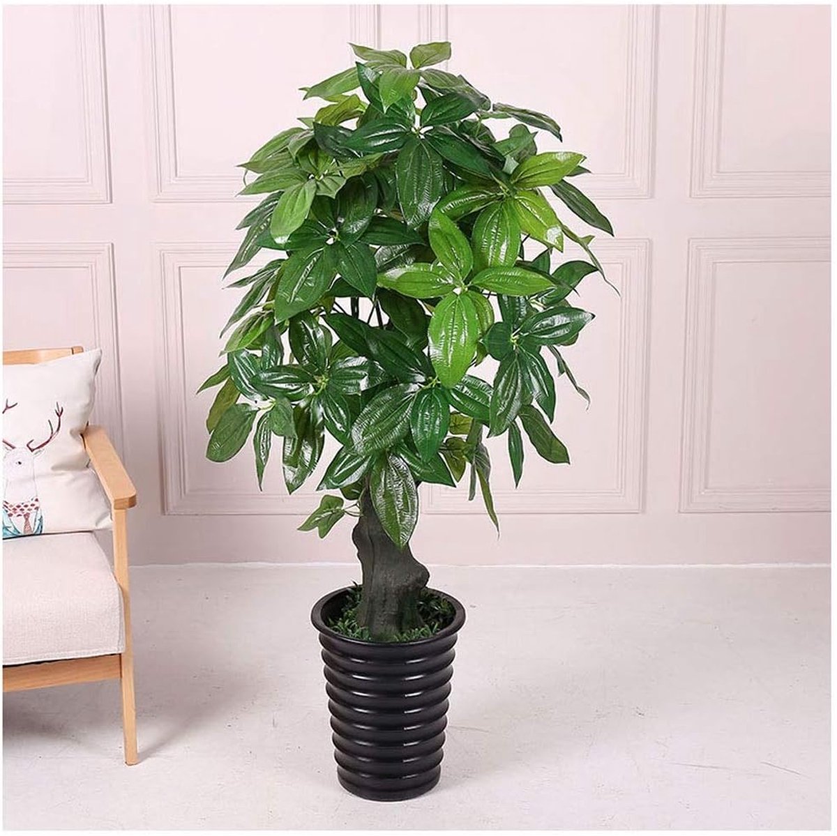Kunstbomen in potten, binnen buiten gebruik, nepboom met groene bladeren natuurlijke stam, nepplant voor woonkamer hoekdecor Kunstplant (Grootte : 140cm)