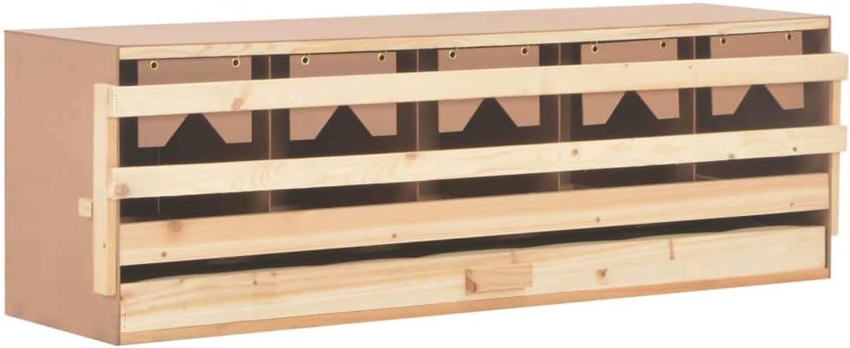 Nestkast voor kippen 3/4/5 vakken van grenenhout 96 x 40 x 65 cm / 117 x 33 x 38 cm
