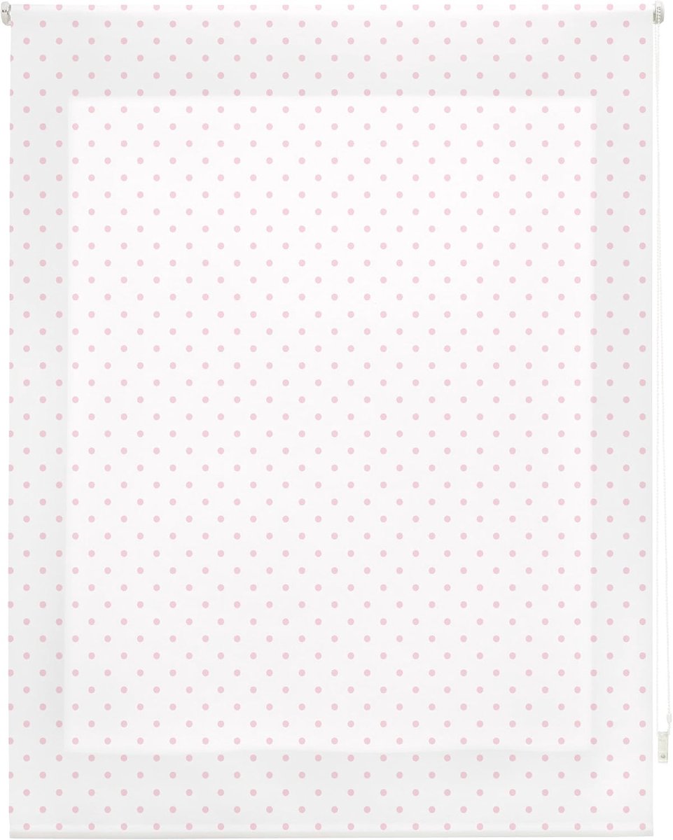 Blindecor Specks Roller, Stof/Weefsel, Wit Roze, 130 x 180 cm