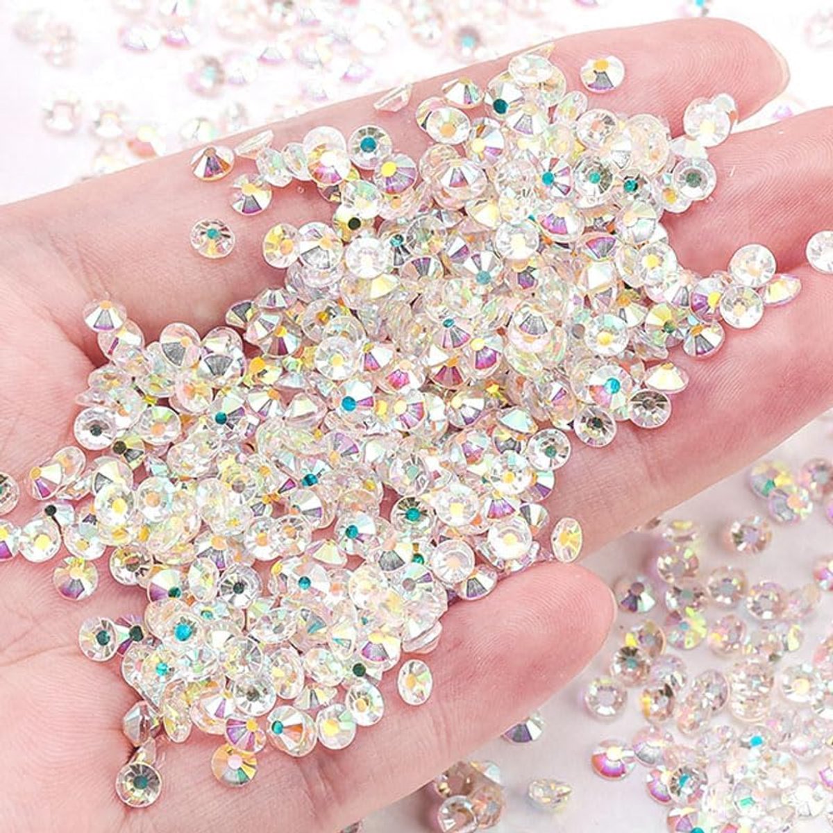 Strassteentjes, champagnegoud, glas, kristallen strassteentjes voor nagelkunst, gezichtsdecoratie, handwerk, 1,3 - 2,8 mm, transparant