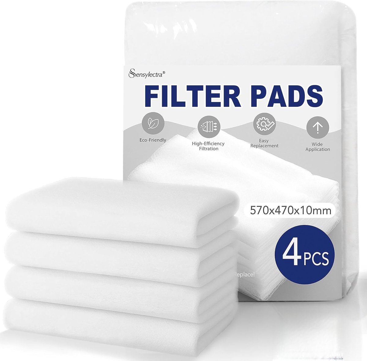 Filtermat 47 x 57 cm - verpakking van 4 stuks - polyester - voor schone lucht - ShopVlot