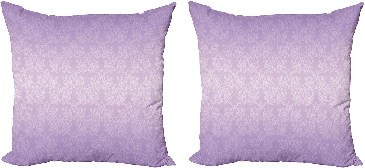 ABAKUHAUS Lila Sierkussenhoes Set van 2, Barock-Werveling-Motief, Modern Accent Dubbelzijdige Digitale Print, 40x40, Lila