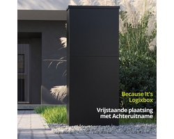 Logixbox - Pakketbrievenbus Achteruitname - Trendybox - ZWART -- GEEN BOUWPAKKET -> GRATIS STICKERS + MAT + EXTRA BEVEILIGING -- Hoge kwaliteit - 1.0 mm Staal - Pakketbox vrijstaand