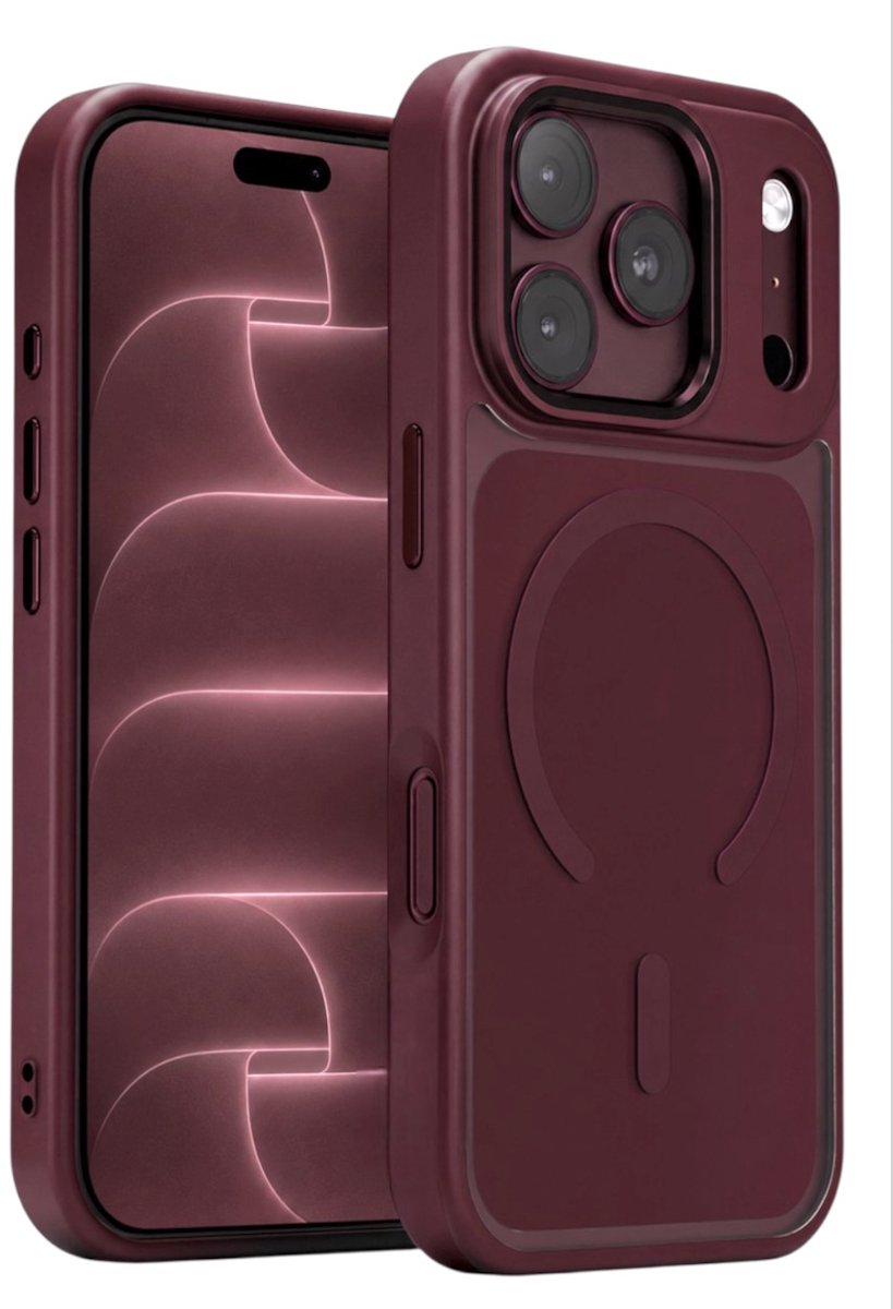 AziLine Premium iPhone 18 Pro Max/17 Pro Max Burgundy Magsafe Case - Bordeauxrood Hoesje voor iPhone 18/17 Pro Max
