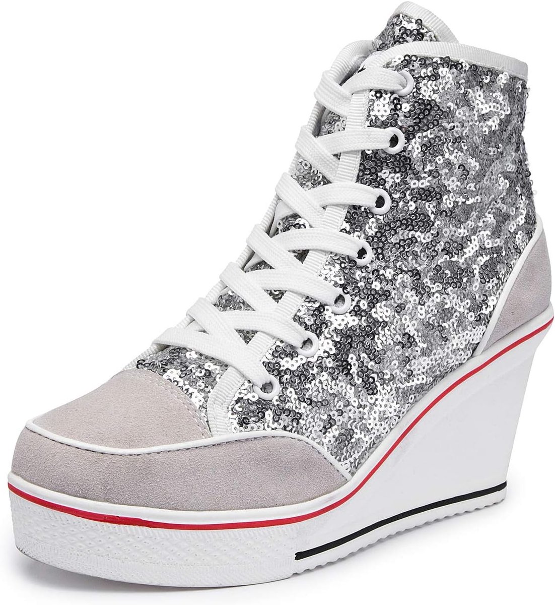 Wighak voor dames, lage sportschoenen, fitness, sleehak, schoenen met wighak, lage turnschoenen, sport, fitness, sneakers met sleehak