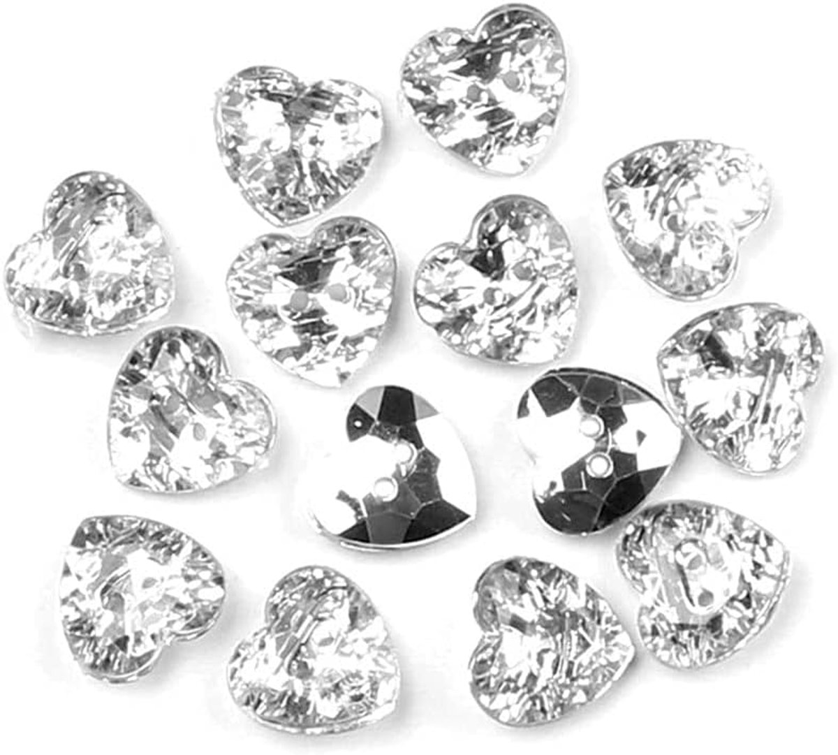 50 stuks 2 gaten zilveren hart acryl naaiknopen decoratieve knopen handwerk DIY naaien accessoires