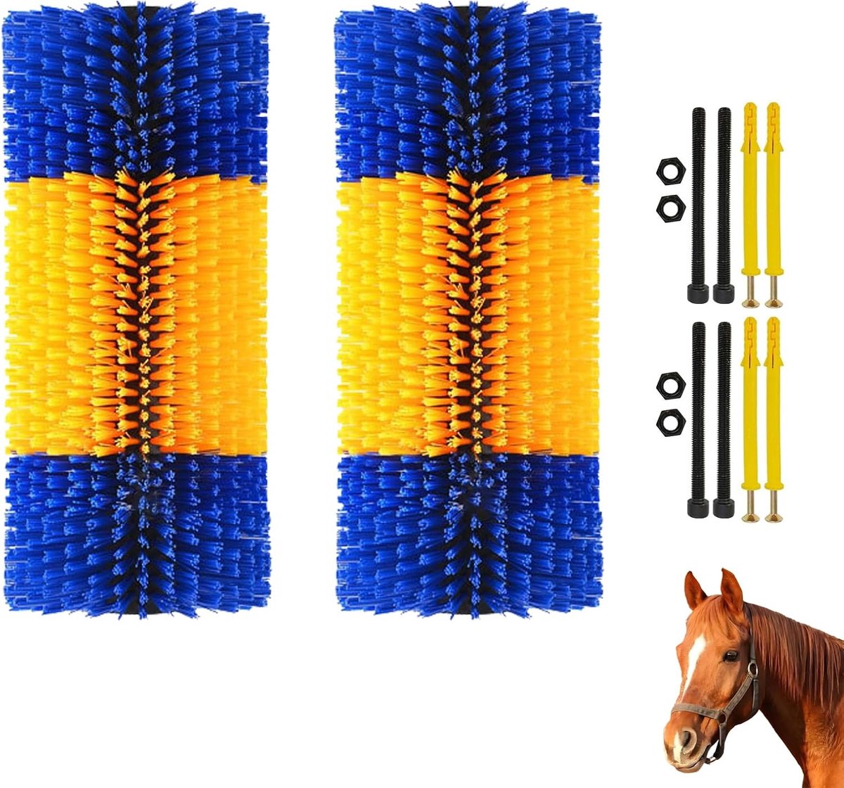2 stuks krabpaal borstel voor vee paarden, krabborstels voor paarden, universele krabmat van nylon, massageborstel voor schapen, verlicht jeuk in de rug