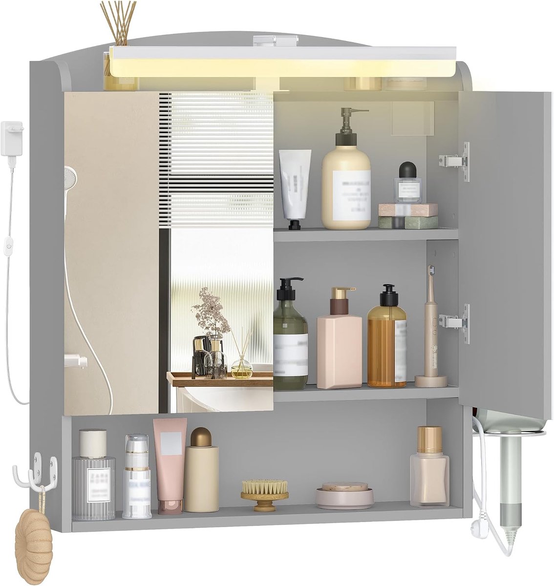 Spiegelkast badkamer met verlichting, wandkast