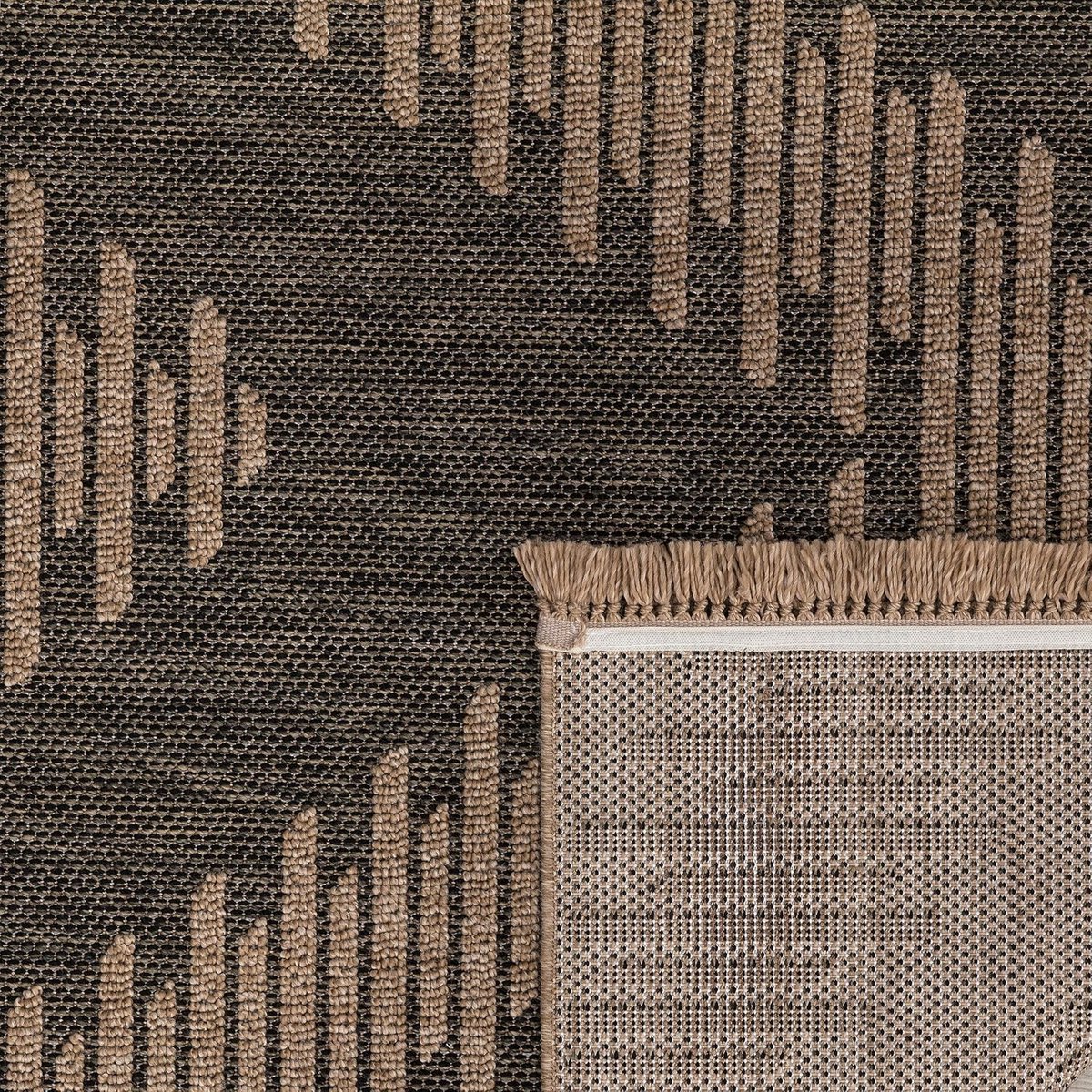 Home Buiten Vloerkleed Tapijt Voor Binnen En Buiten Balkon Terras Keuken Tapijt Boho Patroon Bloemen Geometrisch, Maat:240x340 cm, Kleur:Antraciet 2